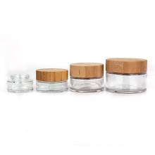 20g 30g 50g 100g Eco Cosmetic Containers clear Glass Cream Cosmetic Jar With Bamboo Lid